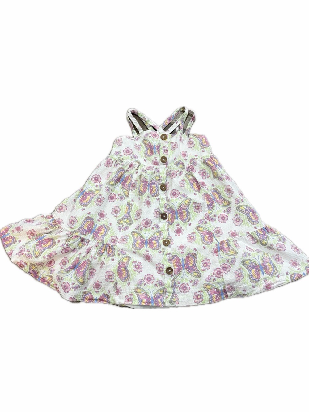 Joie Girls  Strappy Butterfly Tiered Summer Sundress Size 4 Cottage Fairy Whimsy